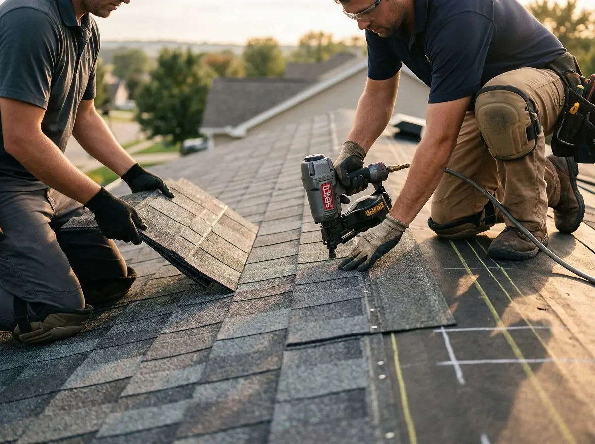 Professional roofer working on a residential roof in Citrus Heights